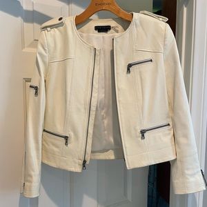 Alice + Olivia Classics white leather jacket